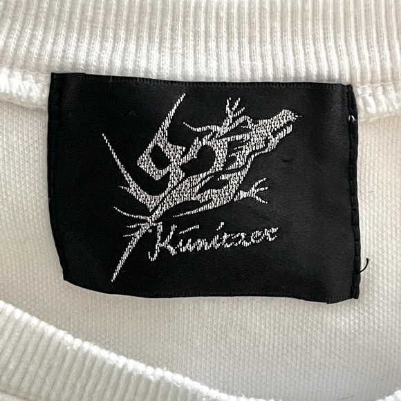 Men's Sweater White Black Embossed Print Token Front Sweatshirt Crewneck Top - Picture 4 of 4